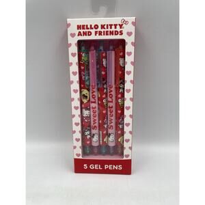 NIB 2025 Sanrio Hello Kitty Face 5 Gel Pens Sweet Love Colored Ink